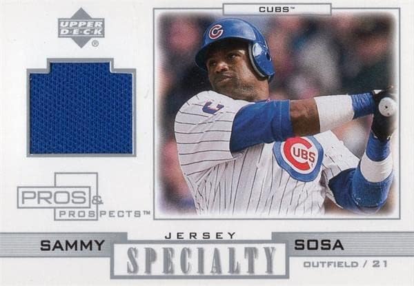 Sammy Sosa játékos kopott jersey-i javítás baseball kártya (Chicago Cubs) 2001 Felső szint Speciális SSS - MLB Meccset
