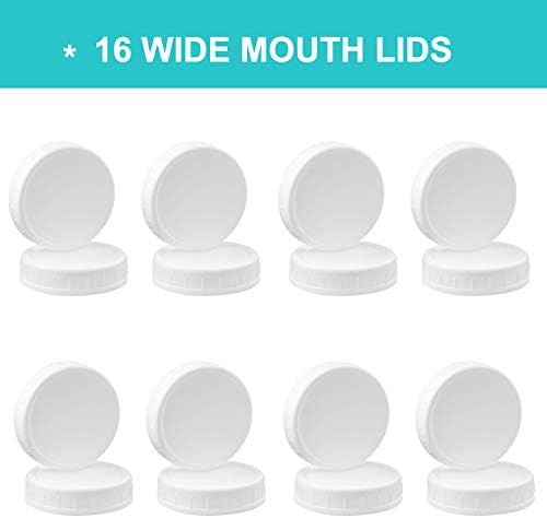 SZÉLES szájú Üveget Fedelek [16 Pack] a Labdát, Kerr, valamint Több - Fehér Műanyag Tároló Caps Mason/Canning Üveg -