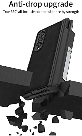 BALLI Galaxy Z Fold4 Bőr tok S tolltartó & HD Edzett Anti-Messzelátó Film,Integrált Shell Ellen Kukkoló Galaxy Z Fold4
