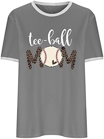 T-Ball Baseball Anya Póló Nők Vicces Baseball Grafikus Póló Leopárd Levél Nyomtatás, Rövid Ujjú Felsők anyák Napja Ing