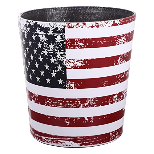 YARNOW Vintage Amerikai Zászló Hálószoba Hulladék Kosár PU Bőr Szemetet Amerikai Zászló Kuka Dekoratív Kuka pu Bőr Szemetes,