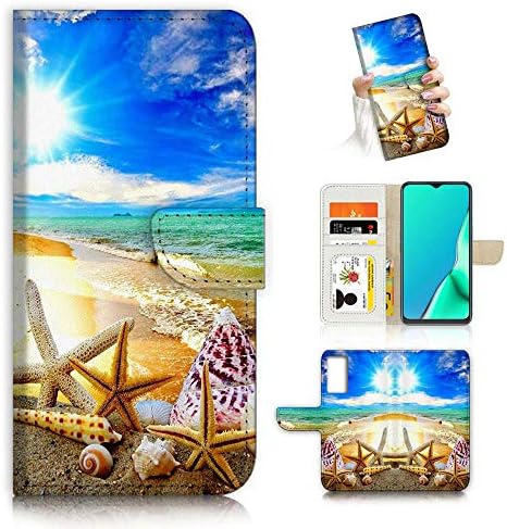 a Samsung S21, a Samsung Galaxy S21 4G, 5G, Célja, Flip Pénztárca Telefon burkolata, A31008 Kék Beach a tengeri Csillag