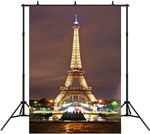 SOOUVEI Párizsi Eiffel-Torony Hátteret 3x5ft Poliészter Párizs Éjszakai Kellékek Párizsi Eiffel-Torony Fotó Fotózás