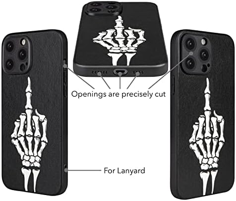 X szellem Középső Ujj tok iPhone 14 Pro Max, Hűvös Koponya Gót Ideges Gótikus Emo Csontváz Design, Világít A Sötétben