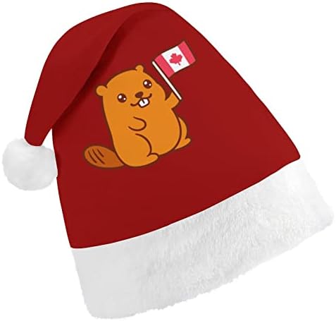 Aranyos Hód Kanadai Zászló Karácsonyi Kalap Puha Plüss Mikulás Sapka Vicces Beanie a Karácsony, Új Év, Ünnepi Party