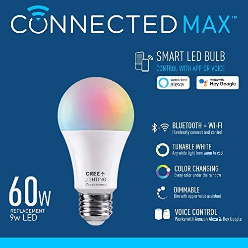 Cree Világítás Csatlakozó Max Smart Led Izzó 19 60W Hangolható Fehér + színváltó, 2,4 Ghz-es, Működik, Alexa, a Google
