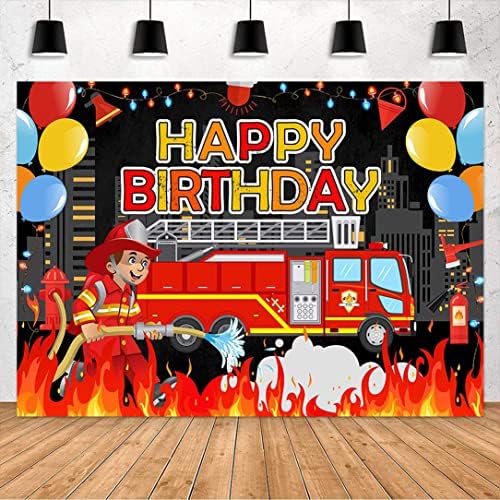Avezano Tűzoltó Szülinapi Hátteret tűzoltóautó Boldog Szülinapi Parti Dekoráció Zászló Tűzoltó Téma Gyerekek Bday Háttér