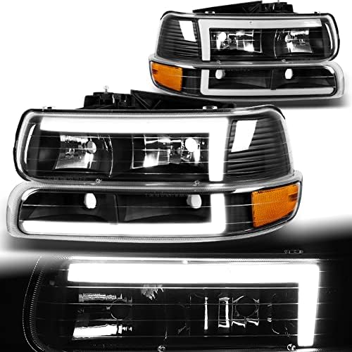 Q1-TECH, Fekete Ház Pár DRL LED Fényszóró Lökhárító, Lámpa Csere Kompatibilis 99-02 Chevrolet Chevy Silverado / 00-06