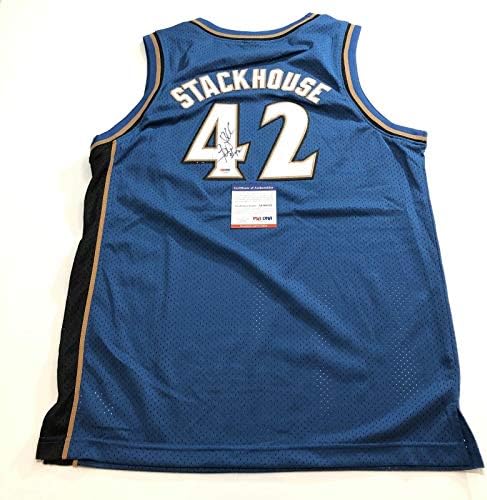 Jerry Stackhouse aláírt mez PSA/DNS-Washington Wizards Aláírt - Dedikált NBA Mezek