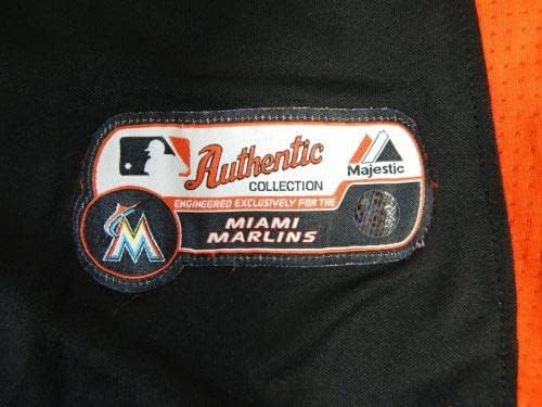 2012-13 Miami Marlins Tyler Moore 24 Játékban Használt Fekete Jersey ST BP 48 697 - Játék Használt MLB Mezek