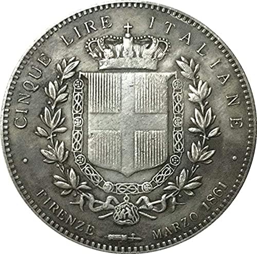 1861 Olasz Érme 5 Tiszta Réz Bevonatú Ezüst Rock Érmék Kézműves CollectionCoin Gyűjtemény Emlékérme