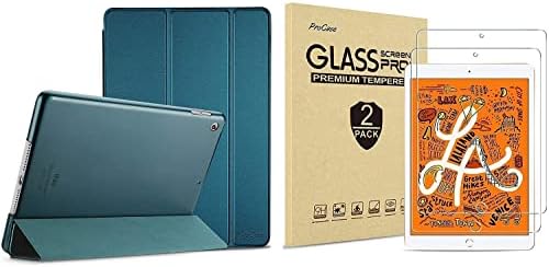 ProCase iPad Mini 5 2019 Slim Állni Smart Case (Kékeszöld) Csomag 2 Csomag iPad Mini 5 2019 / Mini 4 2015 Edzett Üveg