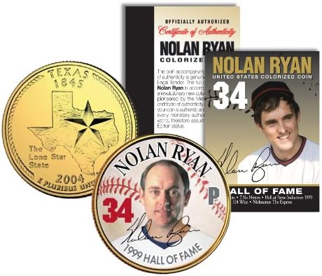 NOLAN RYAN Hall of Fame Legendák Színezett Texas Negyed 24 KARÁTOS Aranyozott Érme
