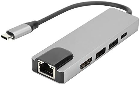 Homeriy USB-C Ethernet Hub 5 az 1-ben 4K Typeâ€'C-Gigabit Ethernet RJ45 Expansion Port USBâ€'C-Hub-Hdmi - Kompatibilis