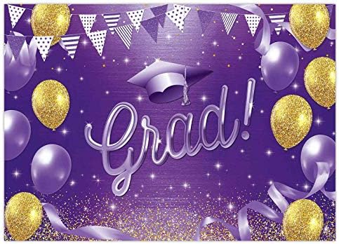 Funnytree 7X5FT Lila, Arany Congrats Grad Hátteret Érettségi Osztály 2023 Gratulálunk Lufi Háttér Egyetemi Bál Esemény
