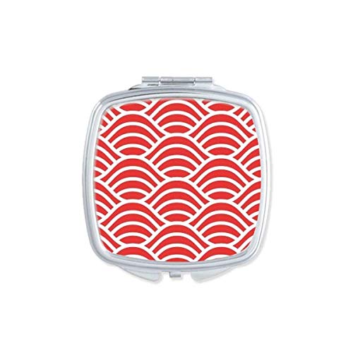 Japán Piros Fehér Hullámok Art Mirror Hordozható Kompakt Zsebében Smink Kétoldalas Üveg