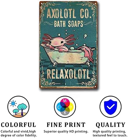SKIYGTH Adóazonosító Jel Axolotl Co Fürdő Szappanok Relaxolotl Fürdőszoba Vintage Fém Adóazonosító Jel Retro Plakát